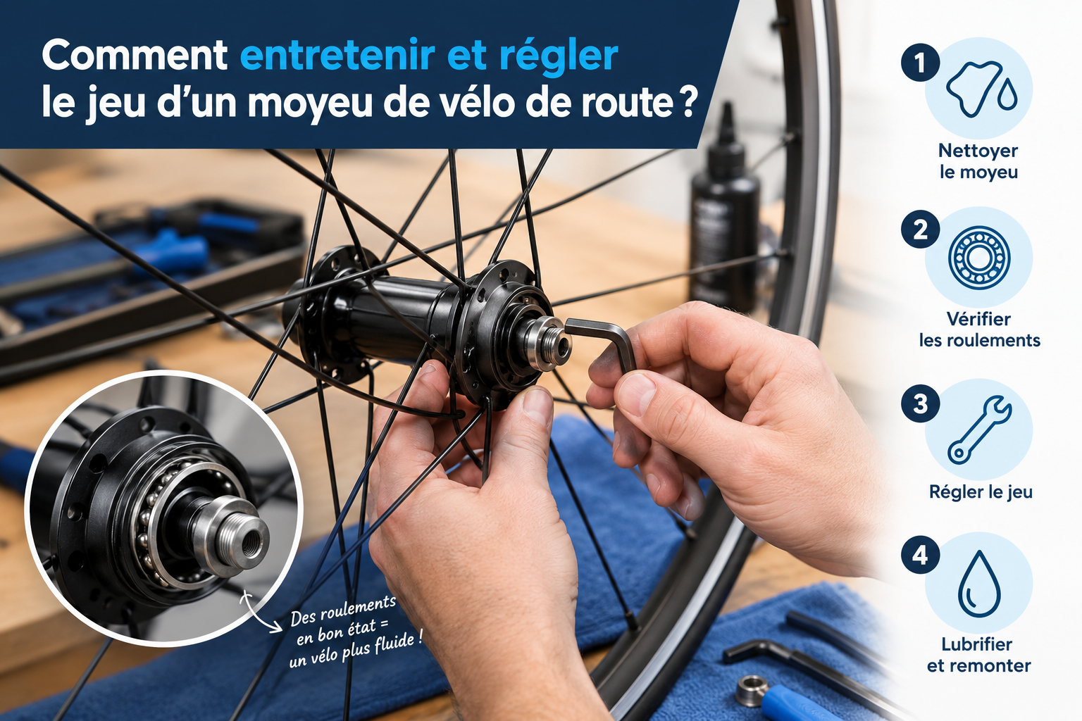 Nettoyage et graissage d'un moyeu de vélo de route